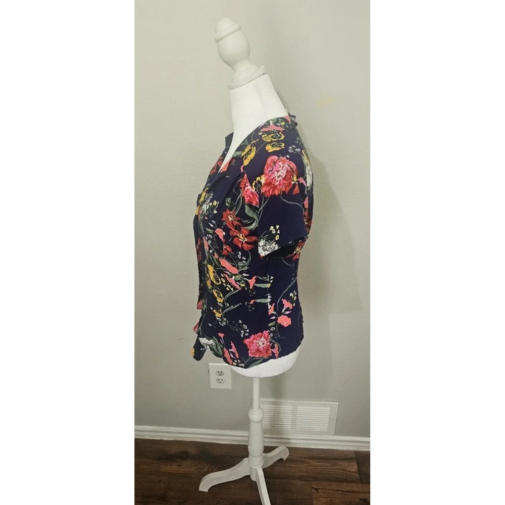 Anthropologie Maeve Floral Tie Front Sleeveless Button Down Blouse Top Sz 4 - Picture 2 of 6